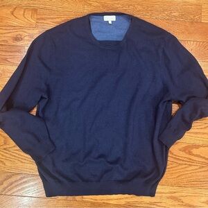 Hickey Freeman Sweater Mens Cotton Cashmere Pullover Crewneck Knit XL Navy Work